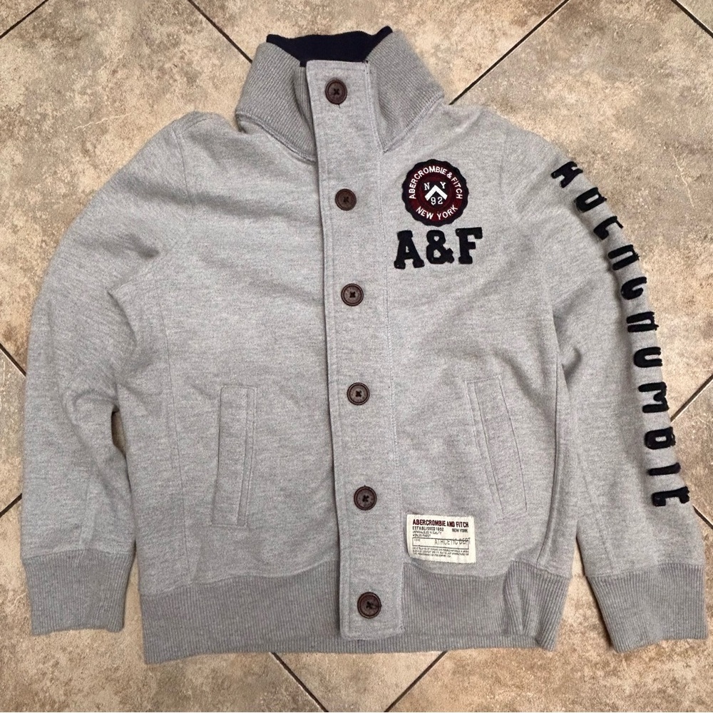 ABERCROMBIE & FITCH Jacket Mens Medium Muscle Fit Full Zip Hoodie Heavy Y2K